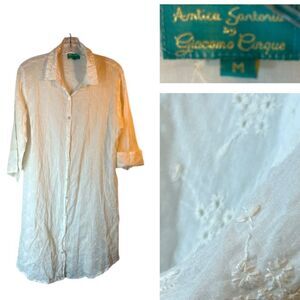 Antica Sartoria Giacomo Cinque Ladies Tunic Medium White Coverup Casual Eyelet